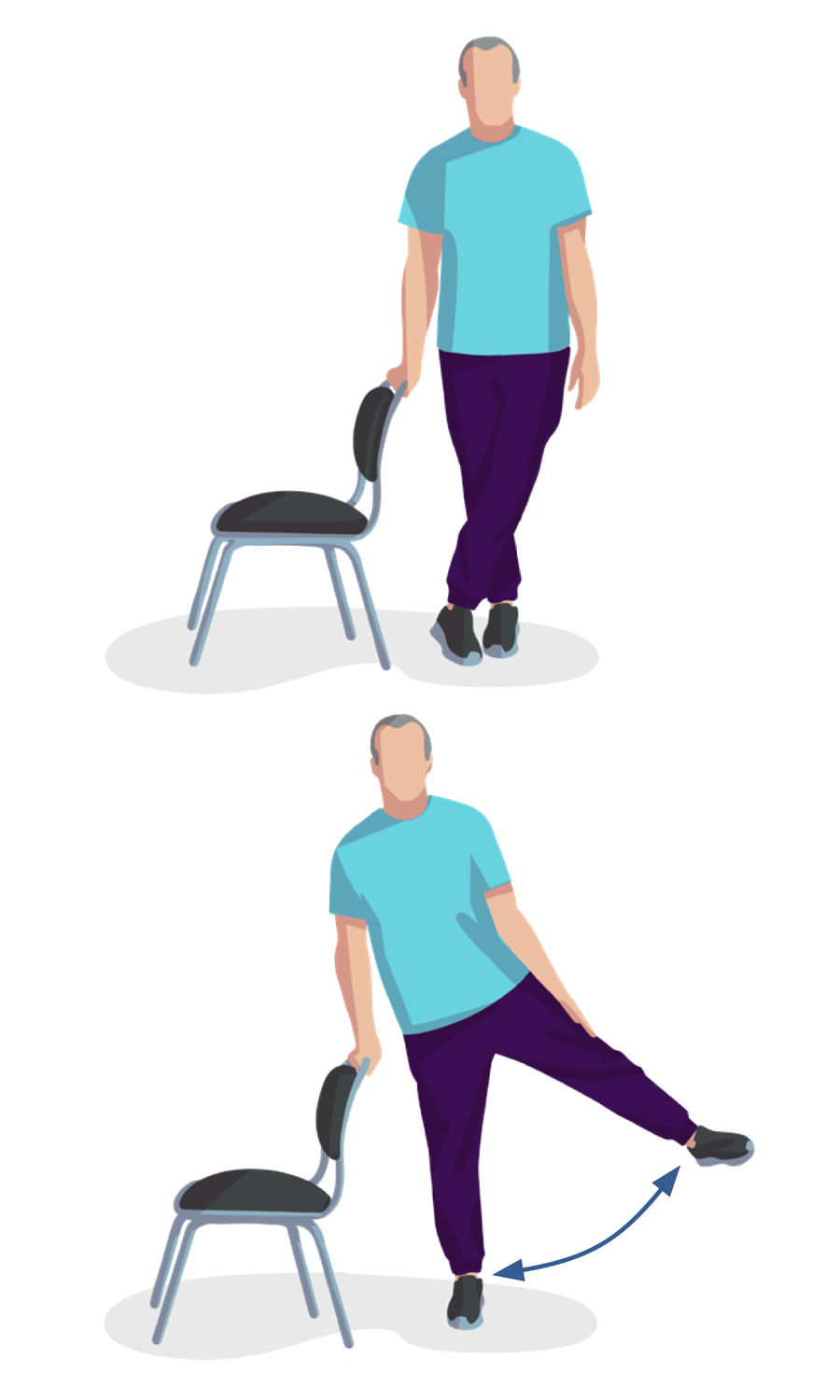 Ejercicio de elevación lateral de piernas de entrenamiento físico tras el alta hospitalaria por evento cardiovascular